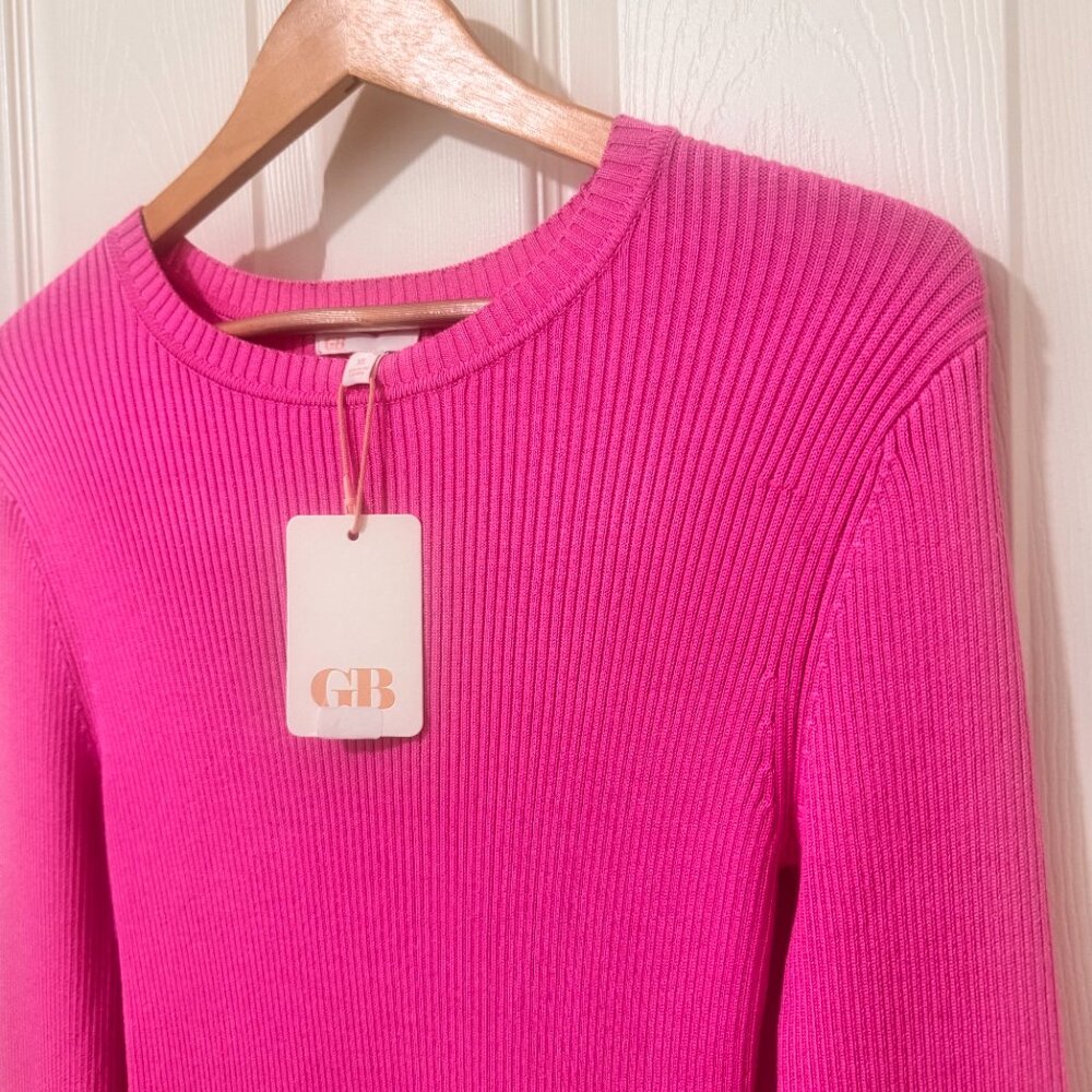 NWT - Womens Elegant Pink Gianni Bini Ribbed Sweater Dress for Fall Sz XL - Picture 2 of 5